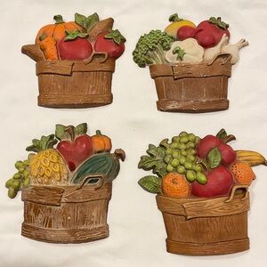Sexton vintage cast metal fruit & veggie wall hangers.